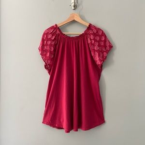 Loft Textured Cap Sleeves Relaxed Tee Size XL